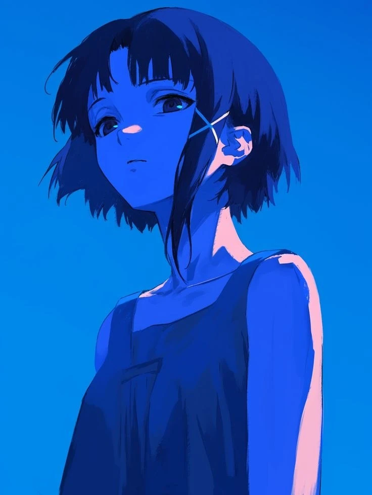 Lain Iwakura in a school uniform